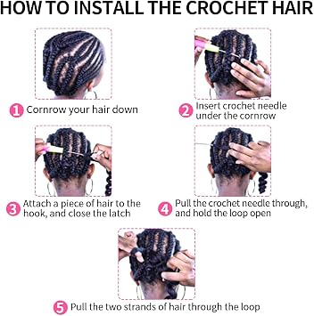 22 Inch 3 Packs Deep Twist Crochet Hair Ocean Wave Curly Bohemian Crochet Braids Deep Wave Hair Bundles Synthetic Hair Extensions for Women Girls 1B#