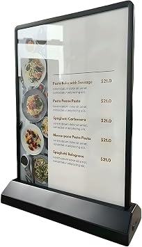 Illuminated Double-Sided Menu Stand, A4/A5 Desktop Advertising Light Box, Rechargeable Table Display Frame with 8-Hour Battery for Restaurants and Retail Black A5