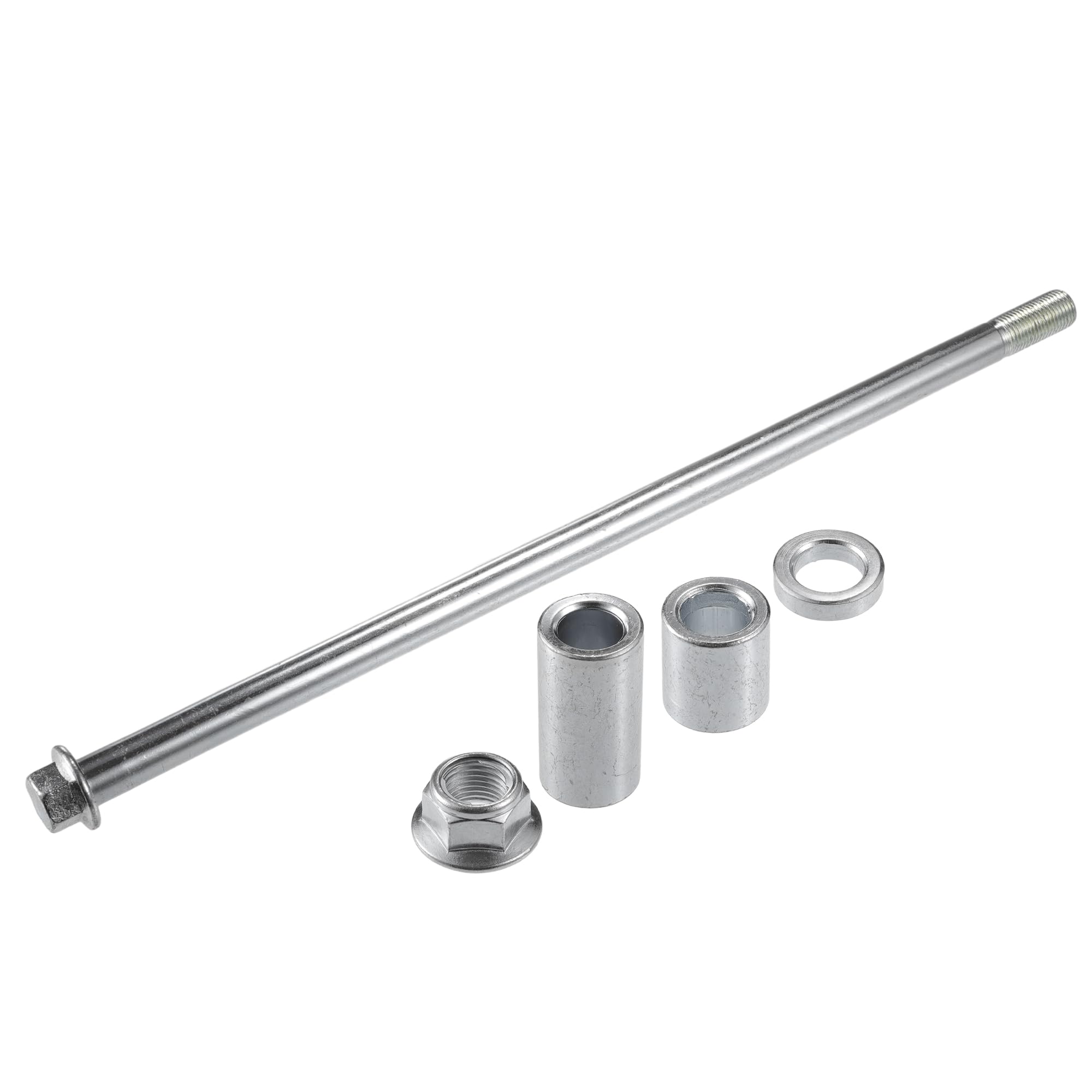 A ABSOPRO Asse anteriore posteriore con boccola e bullone a vite M12 320mm per moto da cross, scooter, ATV, asse ruota in lega d'acciaio tonalità argento