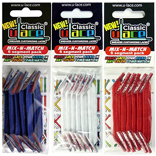 U-LACE - Pack de 3 sachets élastiques autobloquant de 7 à 77 ans Adultes Enfants (TRICOLORE)