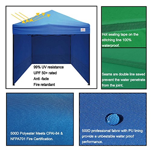 UNIQUECANOPY 8\'x8\' Ez Pop Up Canopy Tent Commercial Instant Shelter, with 4 Removable Zippered Side Walls and Heavy Duty Roller Bag, 4 Sand Bags White - Thumbnail 6