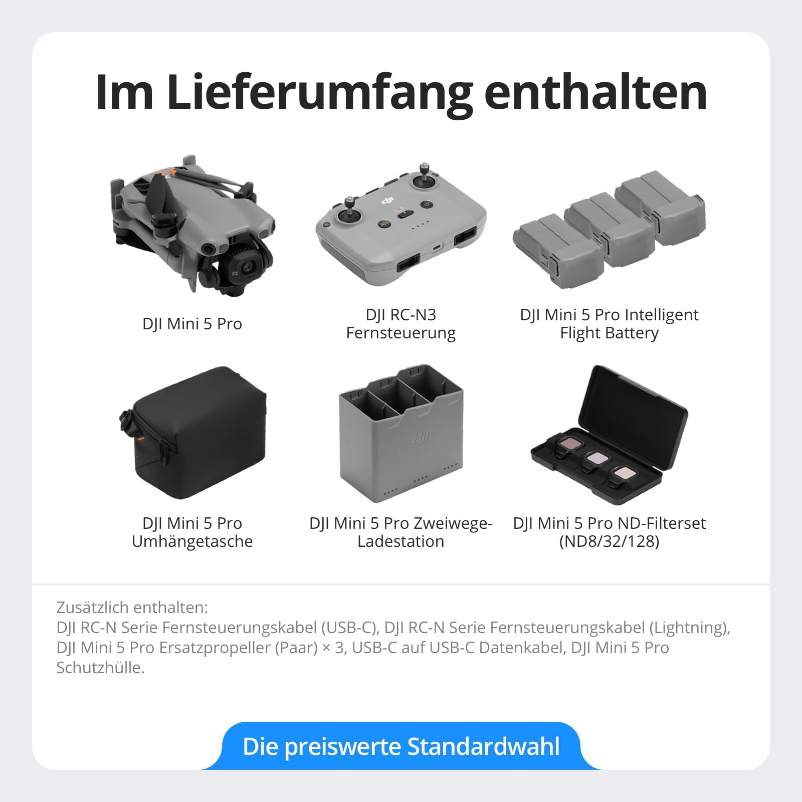Pack DJI Mini 5 Pro Vuela Más con DJI RC-N3, Certificado C0, Dron con cámara, CMOS de 1 pulgada, Dron 4K para principiantes con detección de obstáculos omnidireccional, ActiveTrack 360°
