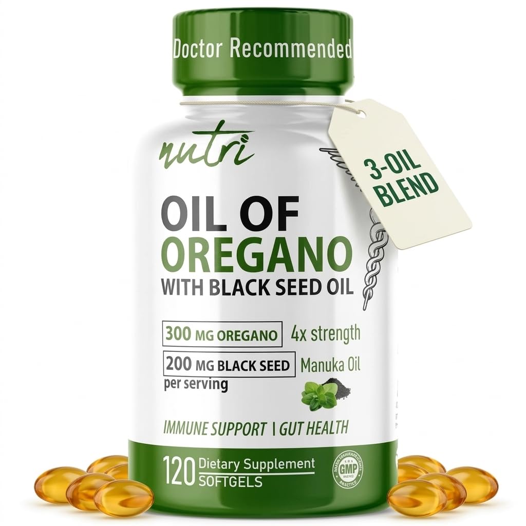 Nutri Oregano Oil 505mg w/Black Seed & Manuka - Immune - 120 Softgels