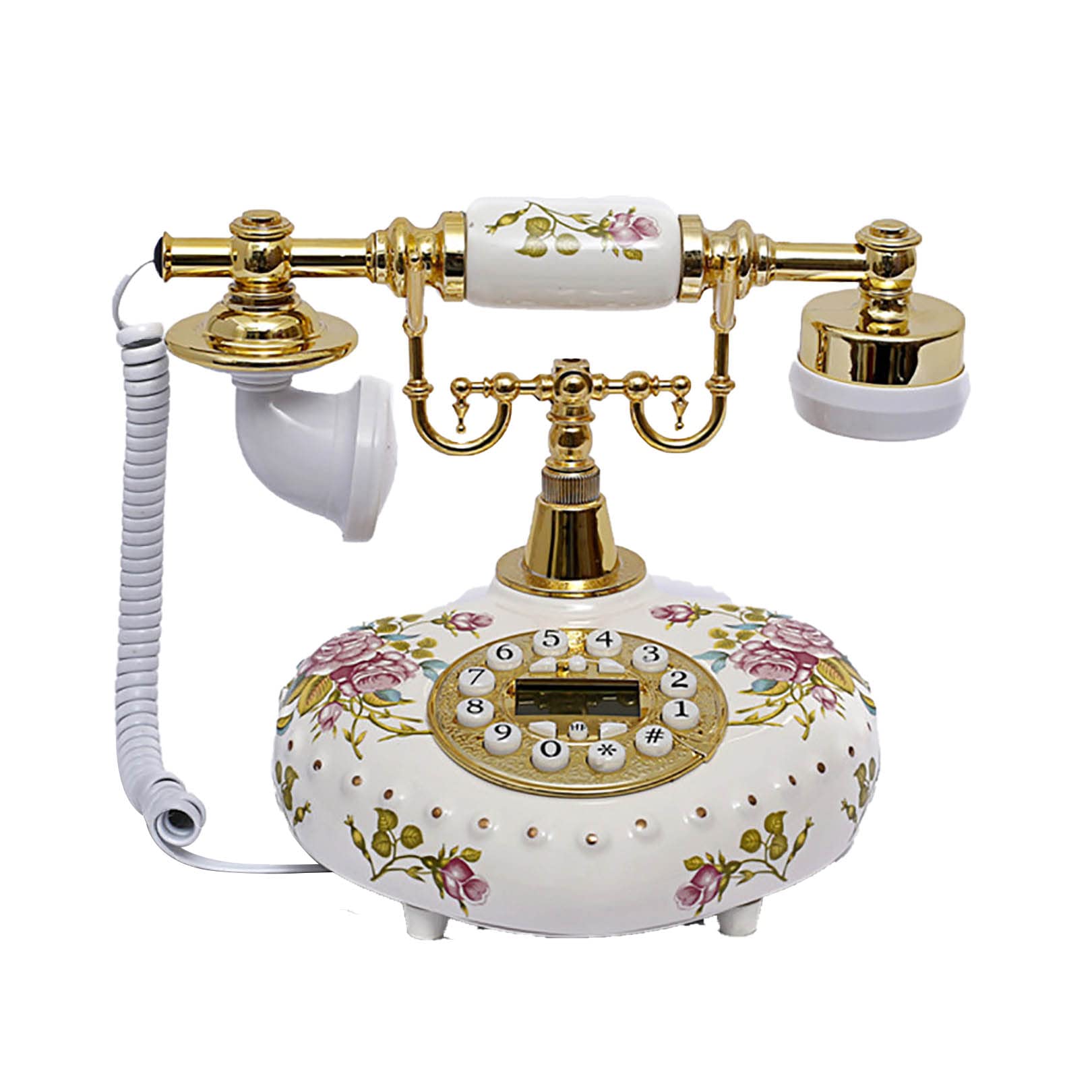 Téléphone fixe céramique rétro vintage filaire pour bureau et maison