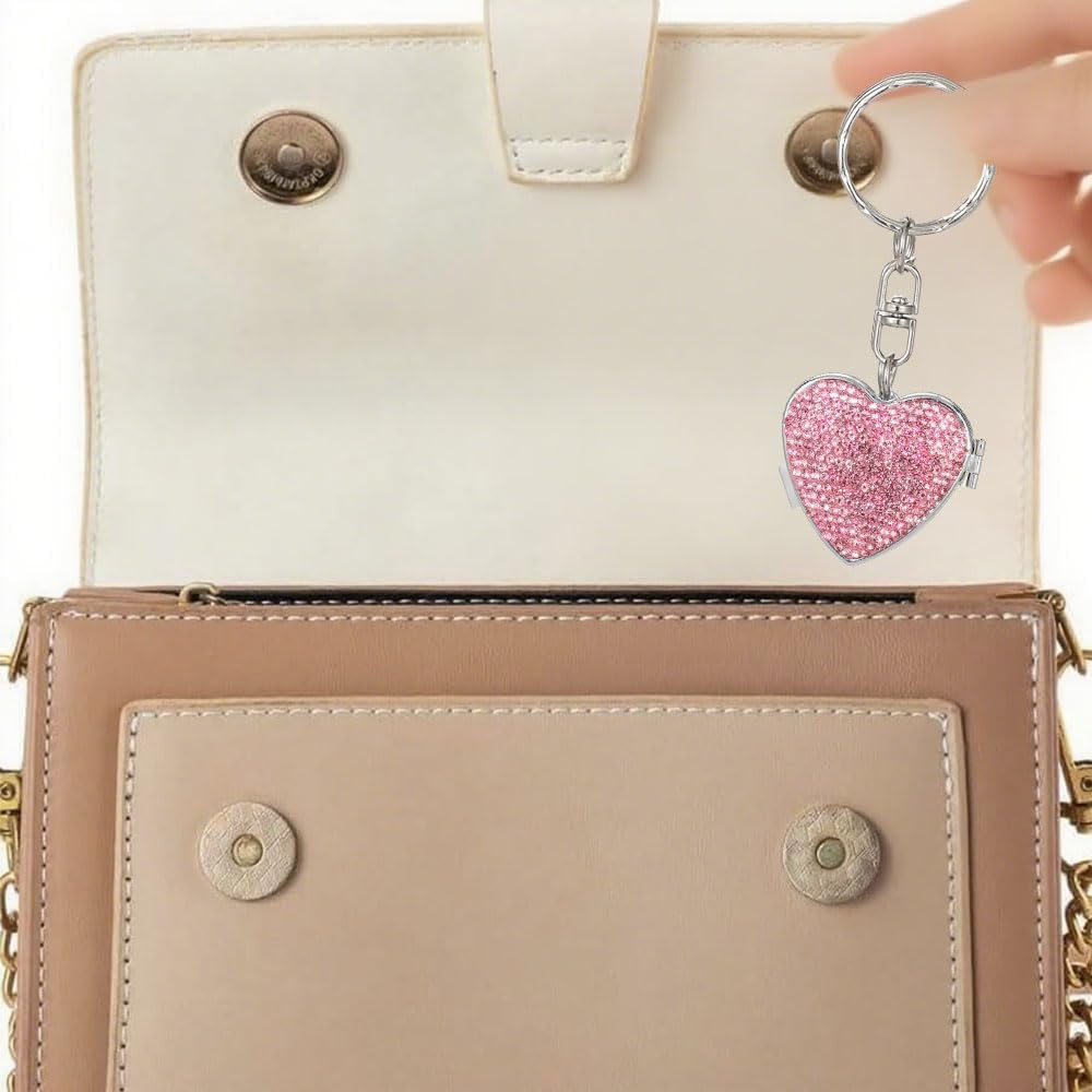 Bling Diamond Heart-Shaped Box Drug Storage Medicine Box Sparkle Double Compartment Organiser for Storing Pill and Various Small Items Adapt for Women (Pink) image 4