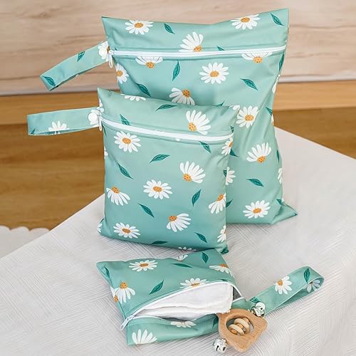 Miniatura 4 de HappyFlute Juego de 3 bolsas húmedas con cremallera, impermeables, lavables, bolsas de viaje, playa, piscina, bolsa de gimnasio para pañales de