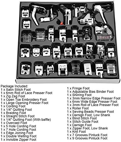 Presser Foot Set, Universal Sewing Machine Foot, Sewing Machine Feet 32 ​​Piece Kit, Metal + Plastic, with Box