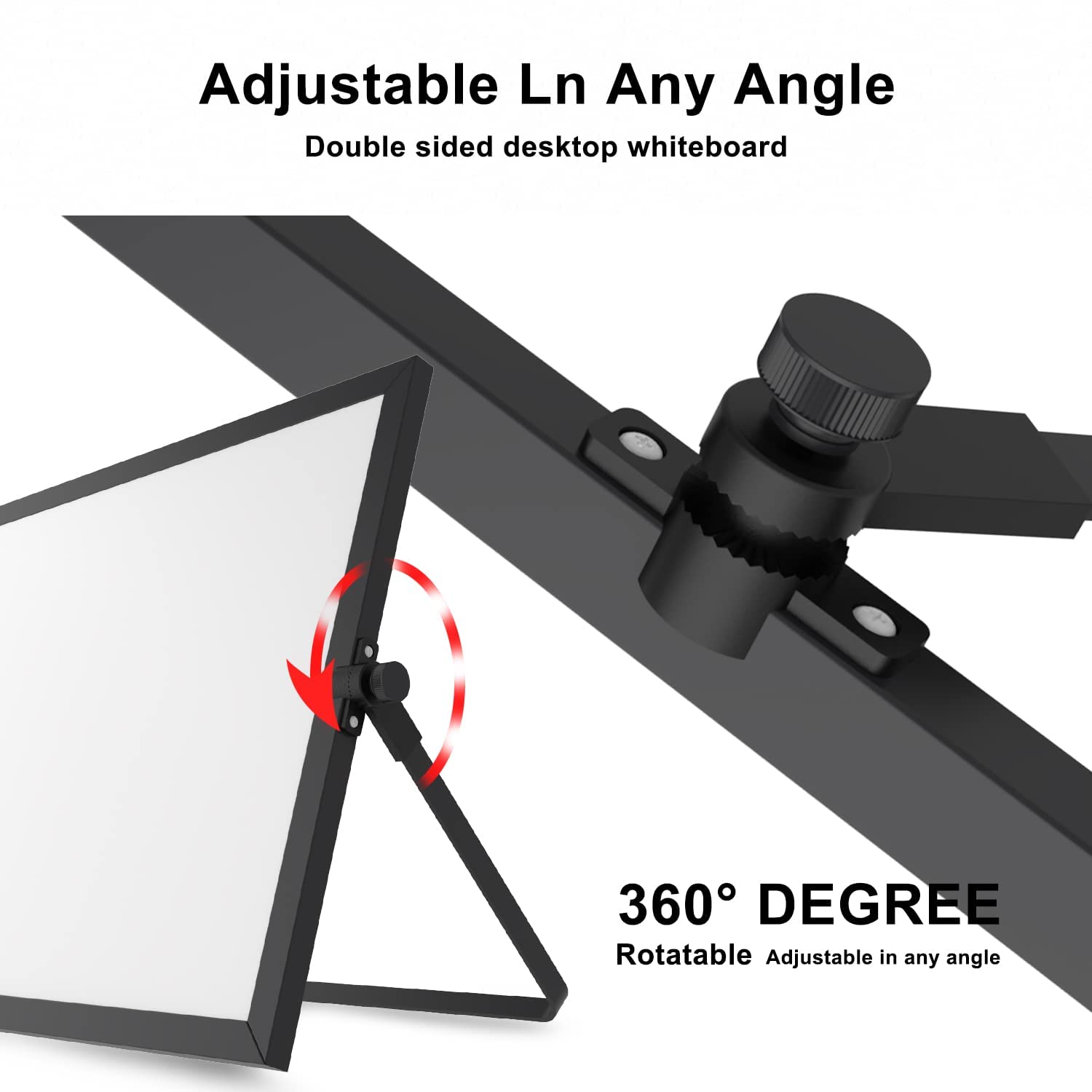 OWill Pizarra Blanca Magnética A3 (30x40cm) con Soporte Ajustable,Tablero de Escritorio de Doble Cara para Oficina,Cocina y Planificación Personal,Incluye 8 Rotuladores,Borrador e Imanes(Negro)