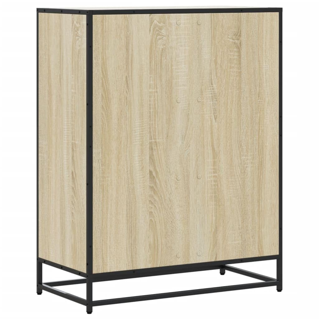 Szafka na buty dąb Sonoma metal 75 x 38 x 97,5 cm z 4 półkami i szufladą, zajmuje mało miejsca do korytarza, korytarza, sypialni, garderoby, zamknięta półka na buty