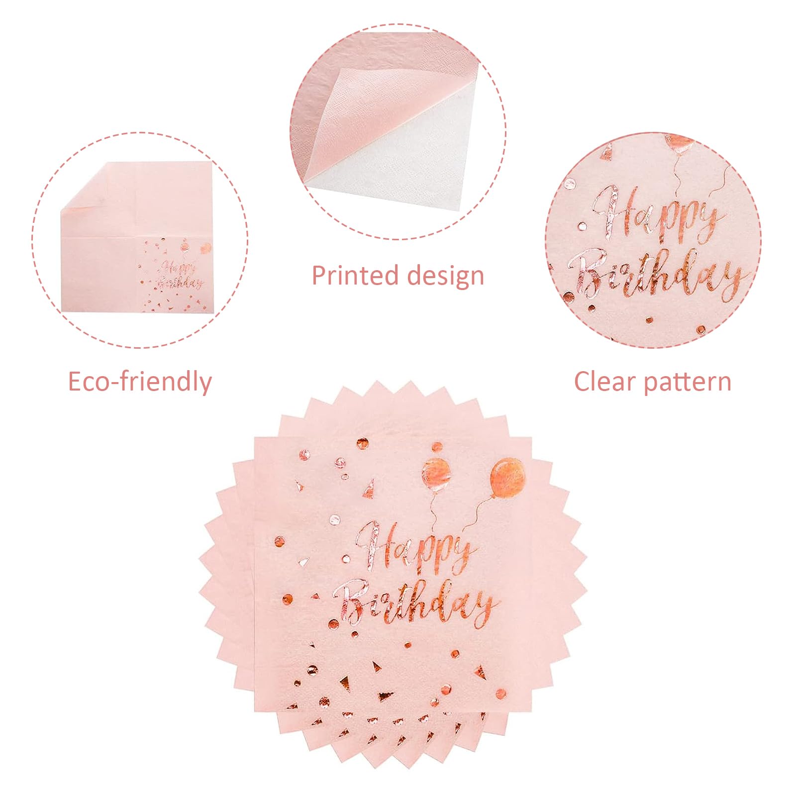 40 Tovaglioli Buon Compleanno – Verde Oro Con Eucalipto – 34x34 Cm – Perfetti Per Feste