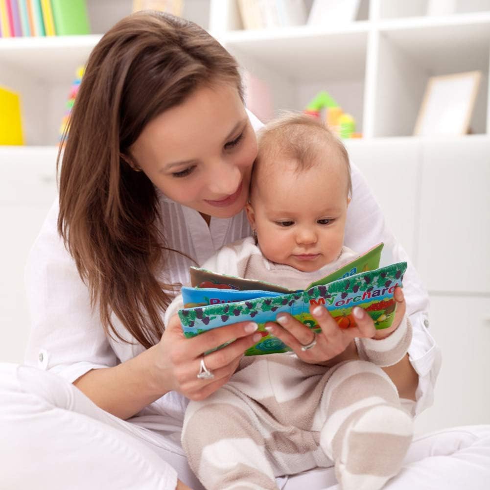 FunsLane Soft Cloth Books for First Year Babies, Non-Toxic, Fabric Colorful Crinkle Books, Baby Gift Educational Toys, Baby Shower Present for Boys and Girls(Pack of 3)