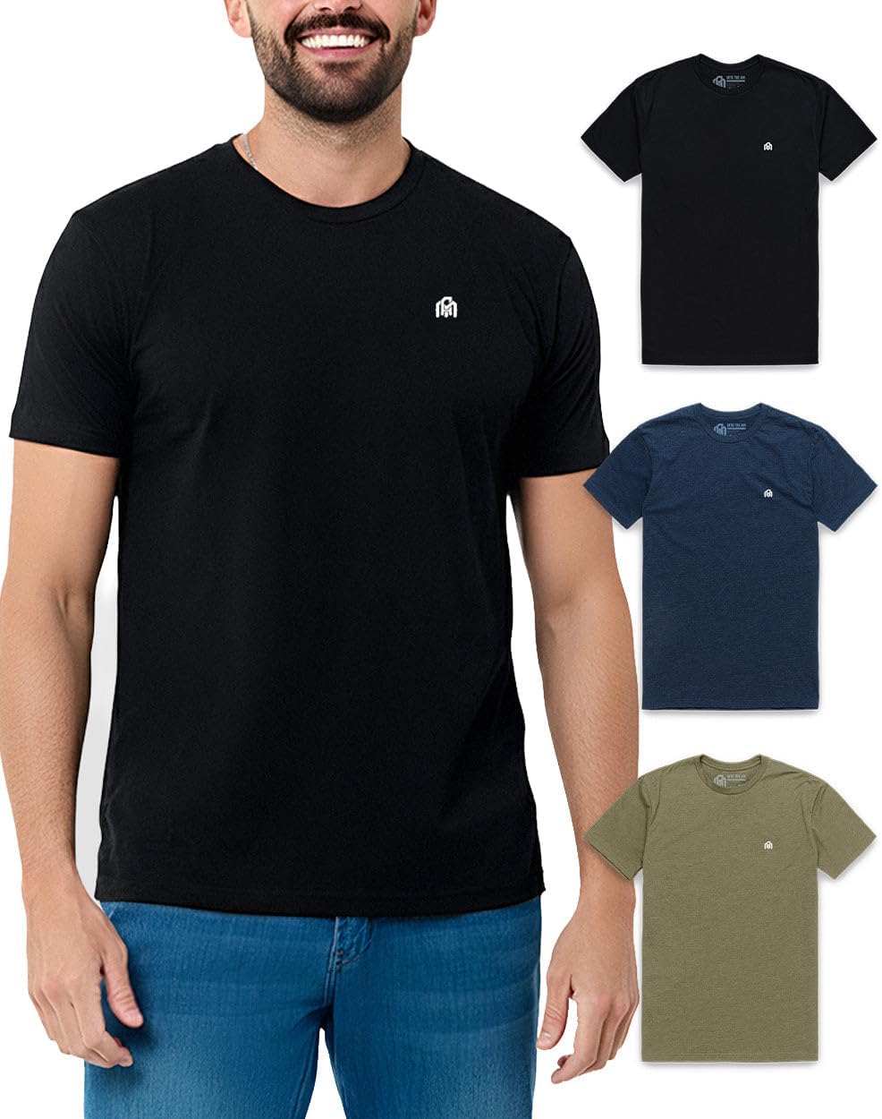 INTO THE AM Men's T-Shirts Soft Cotton Blend Crew Neck Tee S - 4XL Athletic Fit Plain & Logo Basic T-Shirt for Men