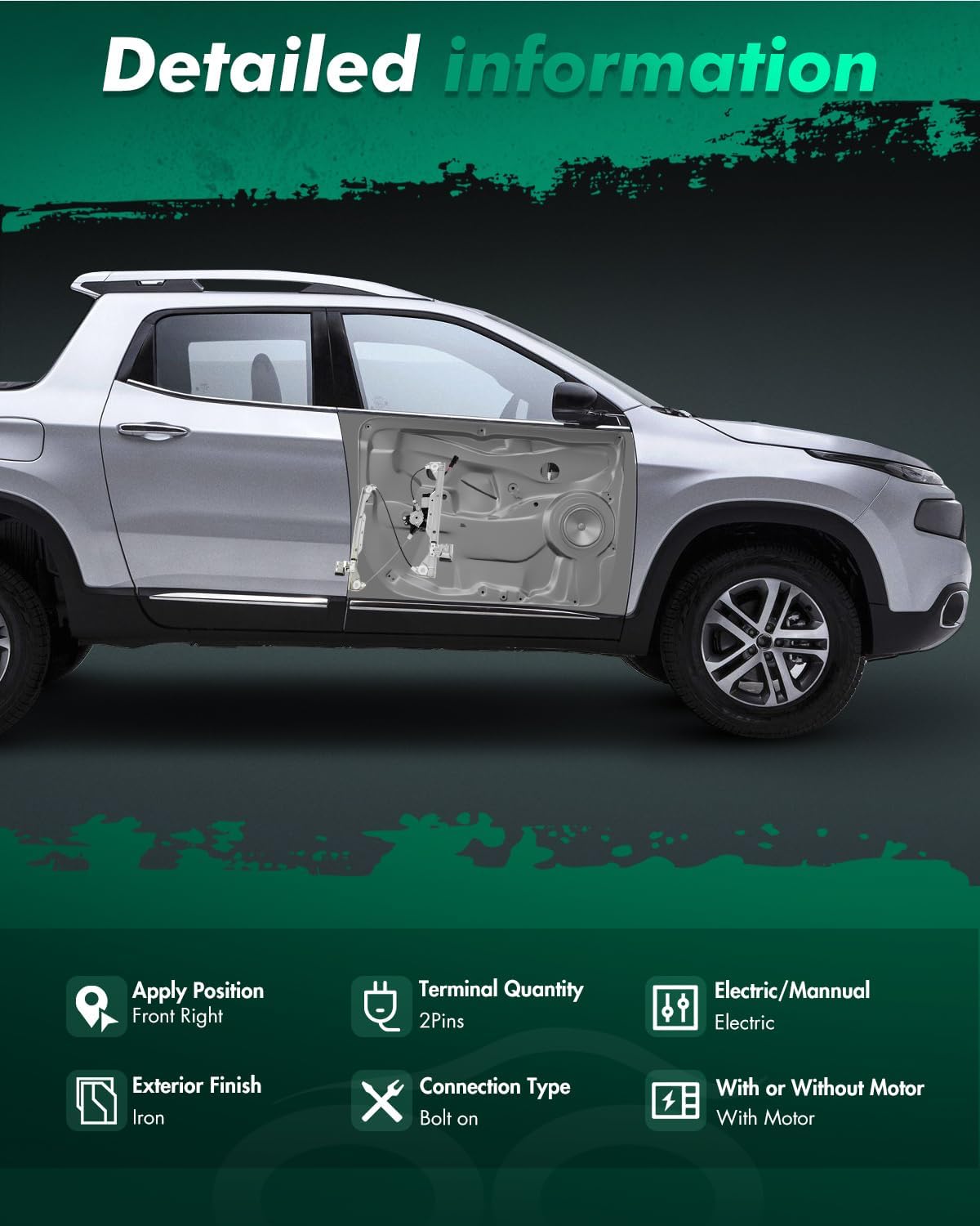 SCITOO Power Window Regulator and Motor fit for 2006 2007 2008 2009 2010 2011 for Chevrolet for HHR Front Right Side 741-439