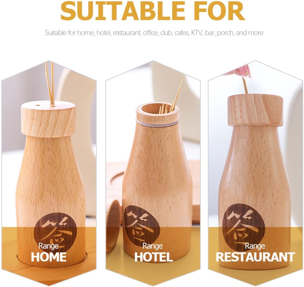 Wooden Toothpick Holder Box Beech Wood Toothpick Jar Portable for Home Kitchen Dining Table Storage