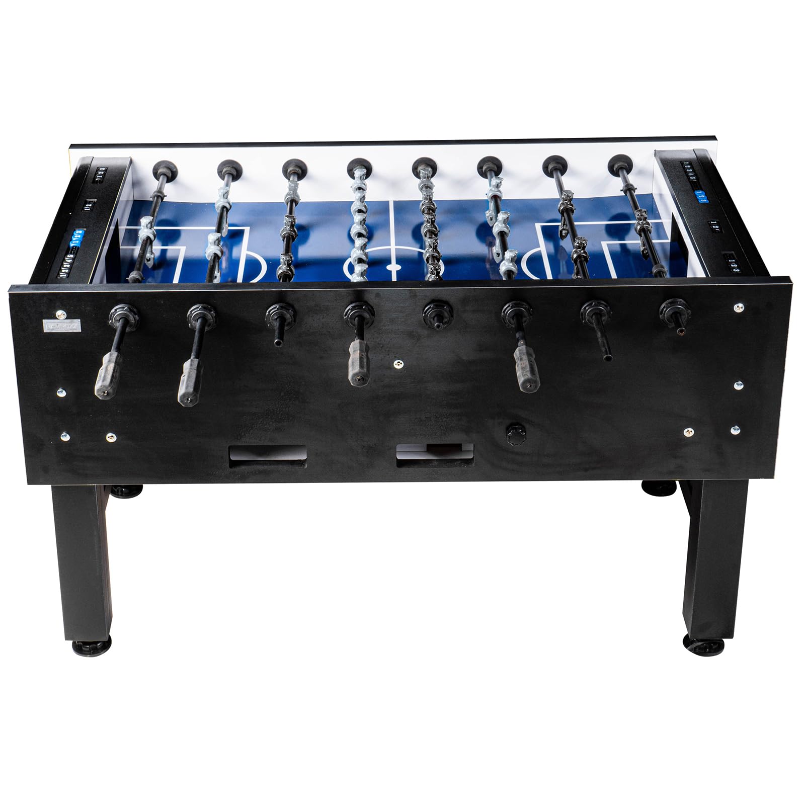 Fußball Tischkicker Turnier Fireball blaues Spielfeld Figuren Grau Weiss 95kg