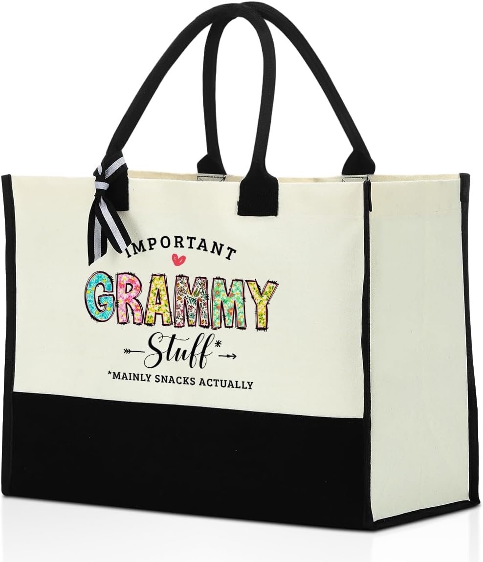 Grandma Christmas Birthday Gifts Mother Gifts Tote Bag for Women Grandmother Canvas Shopping Grocery Bag