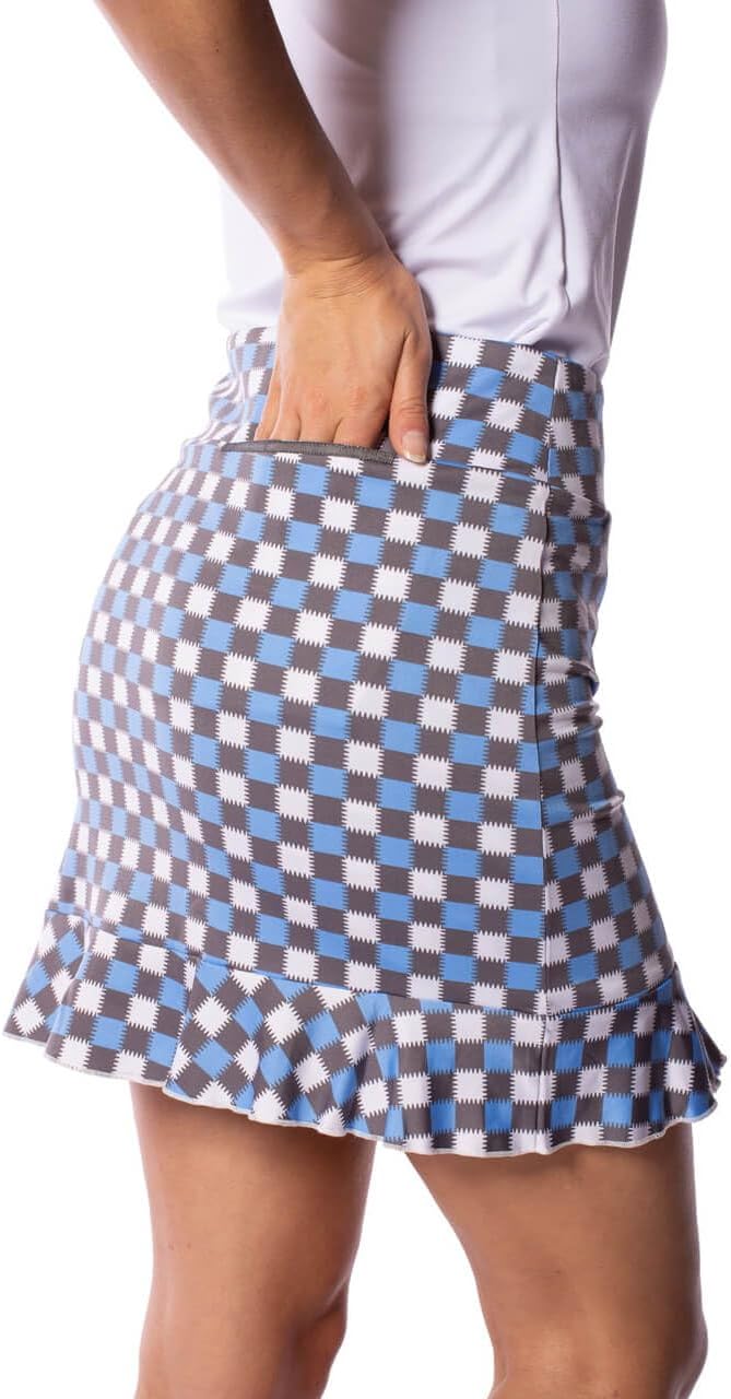 GOLFTINI Printed Pull-On Ruffle Skort 17.5"