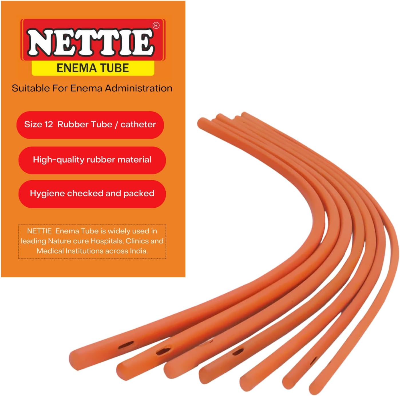 Disposable Enema Tube for Enema | Size 12 rubber Catheter used in Ayurveda, Naturopathy and Panchakarma - Pack of 15