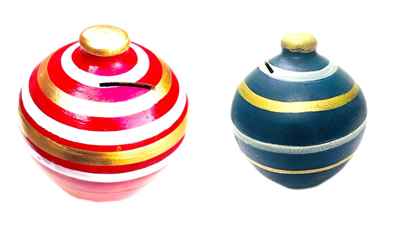 HC THE CRAFTS Mitti Ki Gullak/Clay Gullak Large Coin Bank (Gift For Kids) (Clay, Standard) (Standard, Red-Blue, 1) Pack of 2, Classic (B09G9HYPCT) Amazon Price History, Amazon Price Tracker