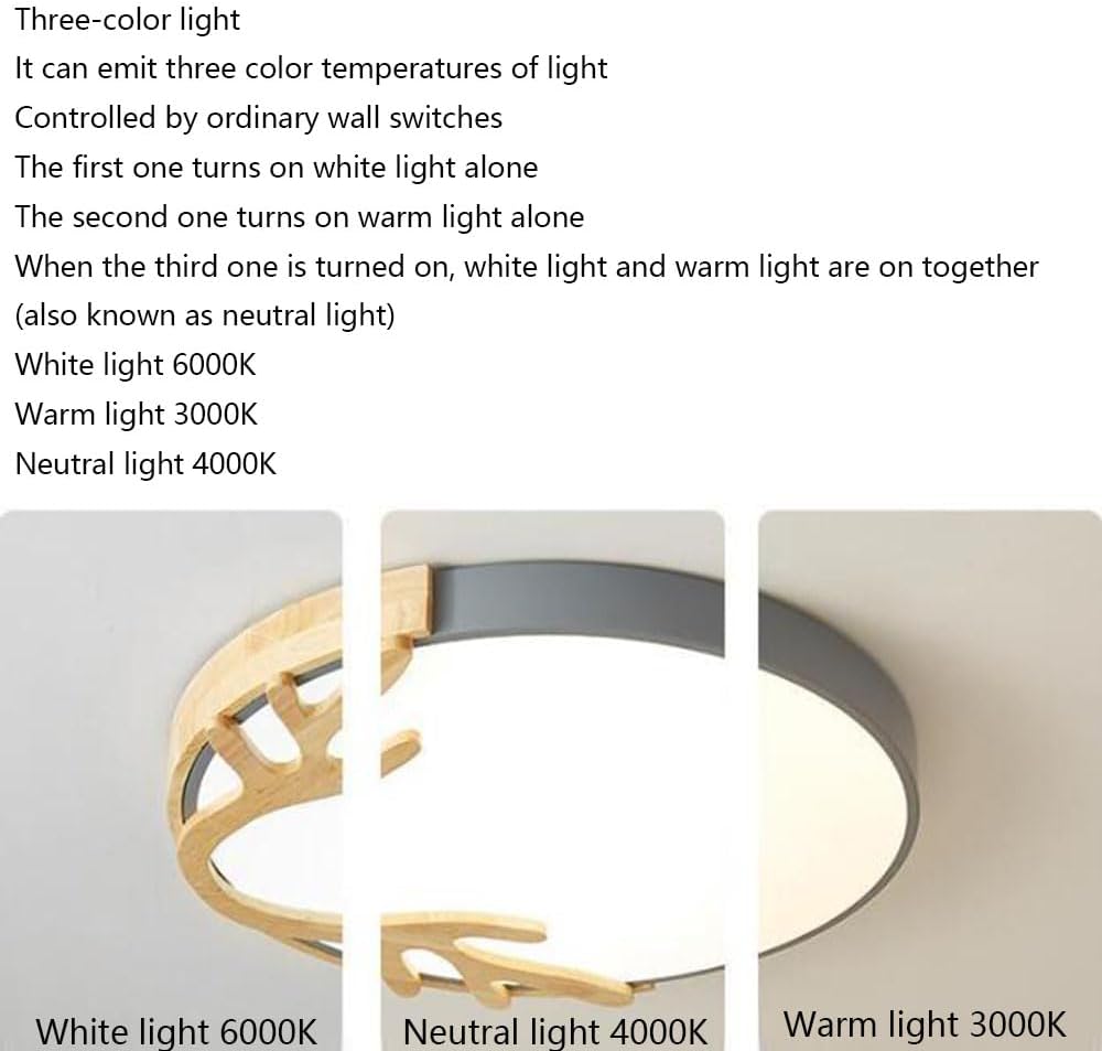 Macaron Ceiling Lamp Light Luxury Industrial Ceiling Light with Woodenecoration Lightingixture Three-Tone Light Energy-Savinglat Lampedroom Living Room Kitchen Office Hallway/Green/50Cm