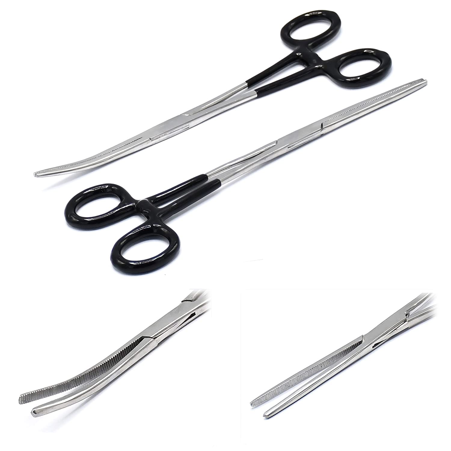 OdontoMed2011 Hemostats, Curved 8" and Straight 8" Black