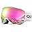Odoland Snow Ski Goggles S2 Double Lens Anti-Fog OTG Windproof UV400 Eyewear for Men, Women and Youth-Skiing Snowboarding, Mirror REVO Pink vlt 23%