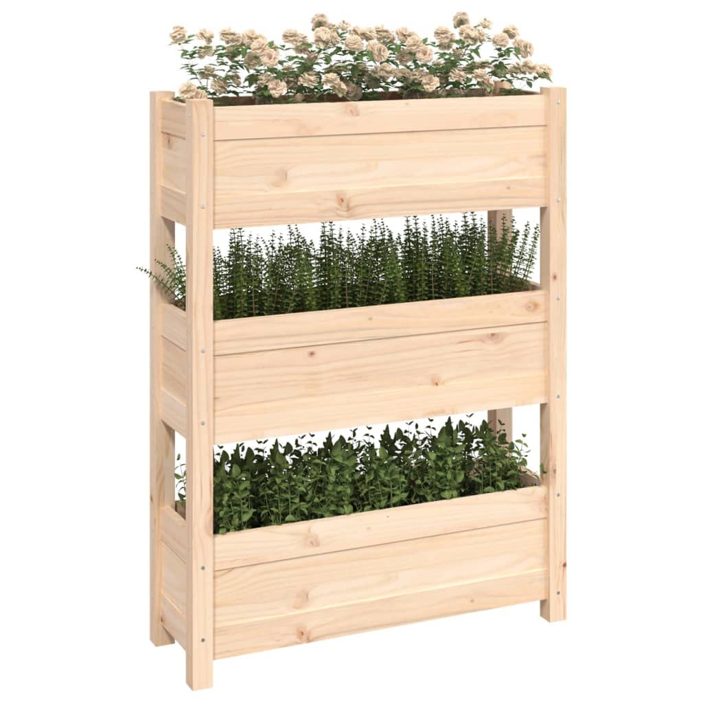 Donica 77x25x104,5 cm Lite Drewno Sosnowe Skrzynka na Kwiaty Podwyższana na Balkon Taras Salon Mebel Ogród Premium Rustykalny Naturalny Dużo Miejsca