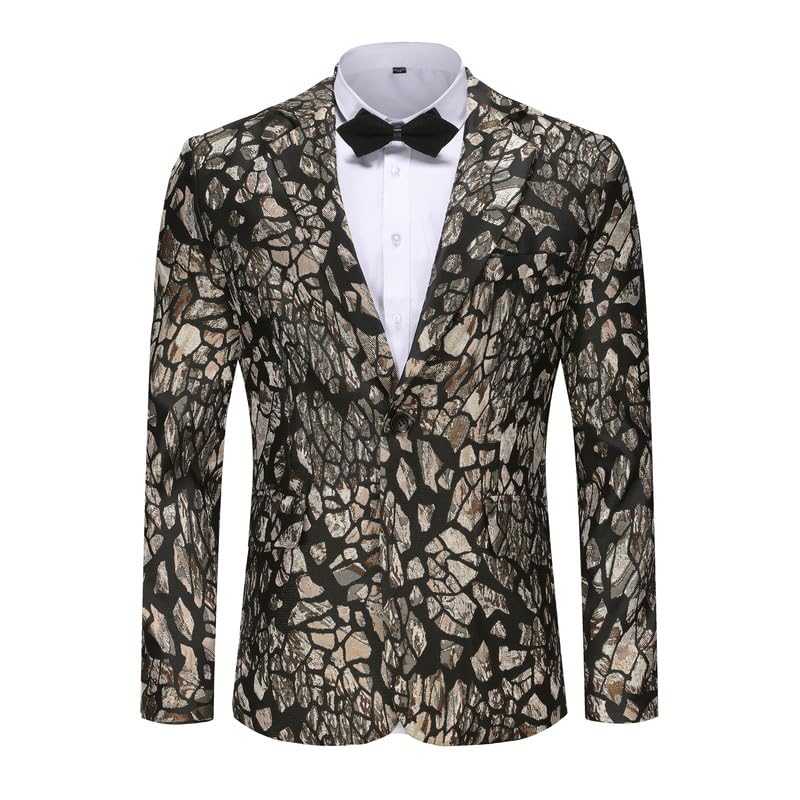 Image of Men's Blazers Leopard Print Notched Lapel Suits Slim Fit Sequins Tuxedo Stylish Sport Coats Jackets