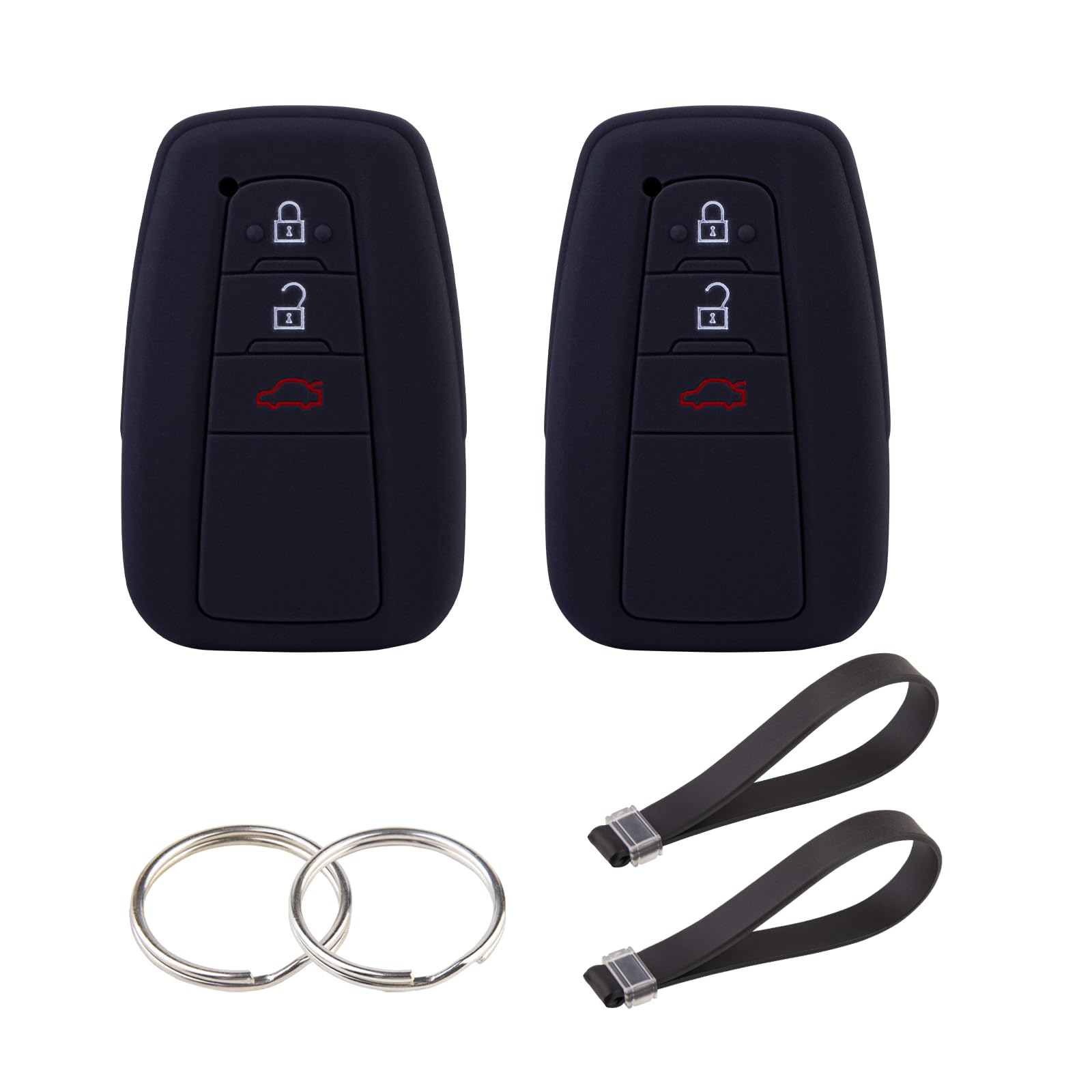 HIBEYO Custodia Chiave Auto In Silicone Per Toyota – Design Antigraffio Con Portachiavi – Colore Nero - 5