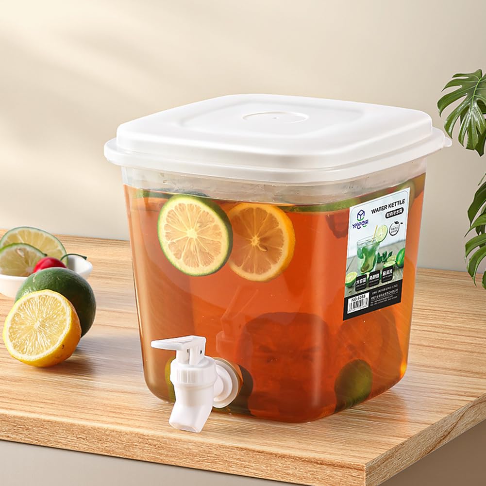 Fiorky 3.5L Drink Dispenser with Tap, Plastic Beverage Dispenser Beverage Liquid Drink Container, Beverage Water Dispenser Refrigerator Iced Juice Lemonade Dispenser for forty Drink, Juice