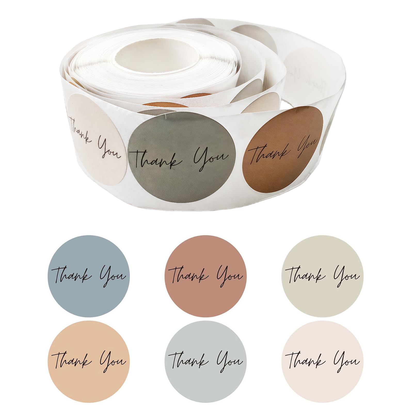 500PCS 6 Pastel Colors Boho Thank You Stickers Roll 2.5 cm(1 Inch) Circle Self-Adhesive Envelopes Seal Labels for Gifts Small Business Wedding Party