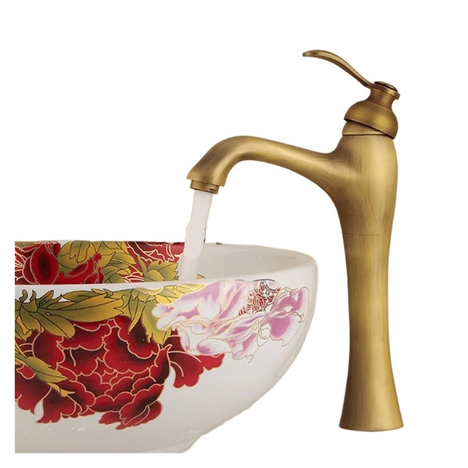 Mitigeur lavabo cascade en laiton antique fini les éclaboussures