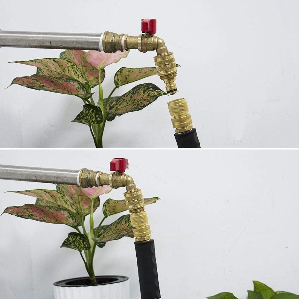 HQMPC Garden Hose Quick Connect Solid Brass Quick Connector Garden Hose Fitting Water Hose Connectors 3/4 inch GHT (4Sets)