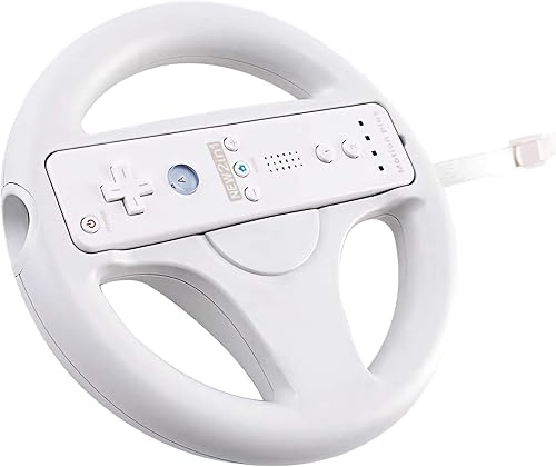 Miniatura 8 de Volante para controlador Wii 2 ruedas de carreras blancas compatibles con Mario Kart rueda de control de juego GEEKLIN para Nintendo Wii Remote