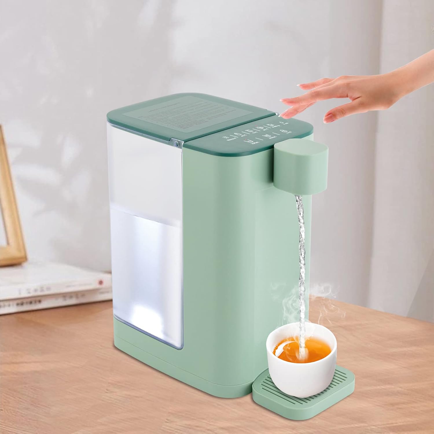Instant Hot Water Dispenser Countertop Water Boiler Maker for 3s Quick Heating, Adjustable 5 Temperatures & 2 Water Outputs, 101-ounce 3.0-Liter Water Tank Capacity, with Child Lock & Night Light