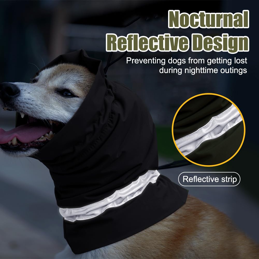 Cuffie per Antirumore Cani, Paraorecchie per Cane Impermeabili con Strisce Riflettenti, Copri Orecchie per Cani Alleviare Ansia, Calmante, Mantiene Caldo e Protegge Freddo