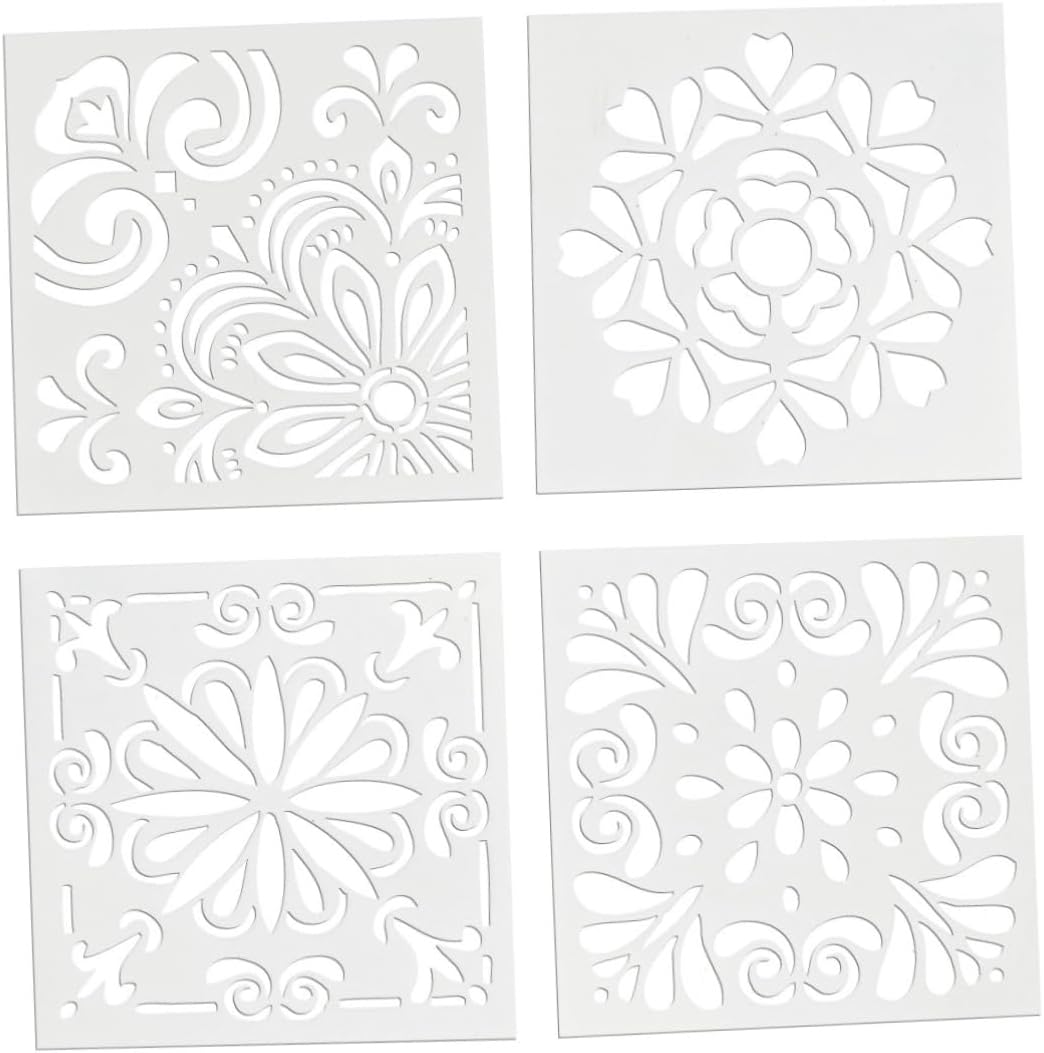 Unomor Printing Powdered Sugar Sieve 4pcs Cake Decor Mould Totem Spray Templates Reusable Stencils Painting Board