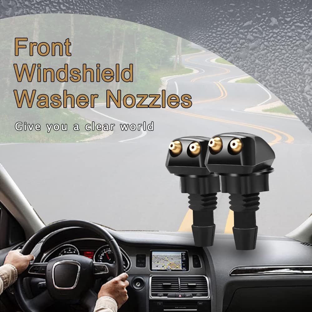 2PCS Car Front Windshield Washer Nozzles, Windshield Sprayer Nozzle, Windshield Spray Nozzle Wiper Spray Washer Jet, Car Accessories Double Hole Straight Column Spray Nozzle for Most Vehicles