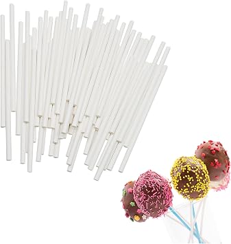 4 Inch White Paper Cake Pop Sticks