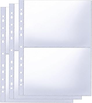 CLEK 30Pcs A4 Photo Sleeves for 2/3/4 Ring,Single Sided 2 Pocket Photo Page