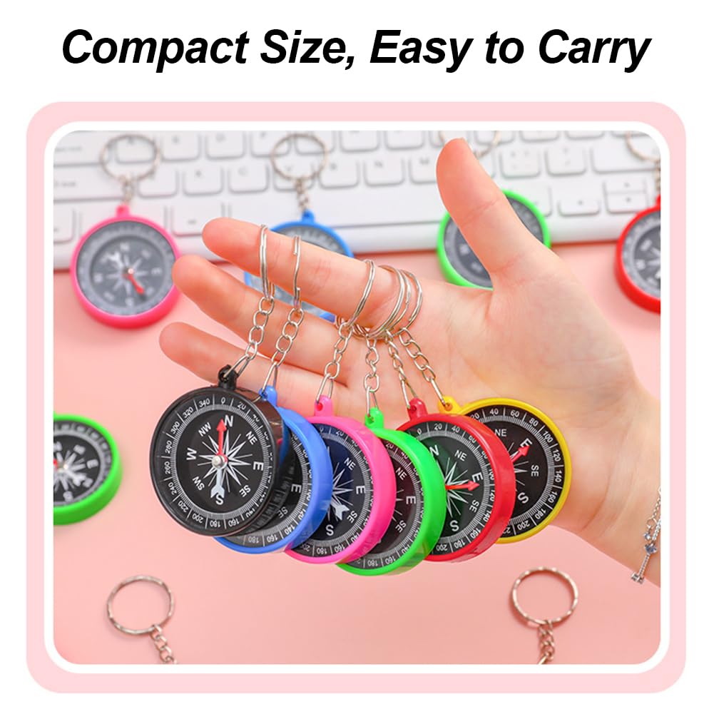 Produktbild von Kompass Kinder,10pcs Kompass Schlüsselanhänger,Mini Kompass, SchlüsselanhängerKompass, Bunte MiniKompass SchlüsselanhängerFür Kinder, KinderKompass, Für Camping, Outdoor,Wandern(10 Farben