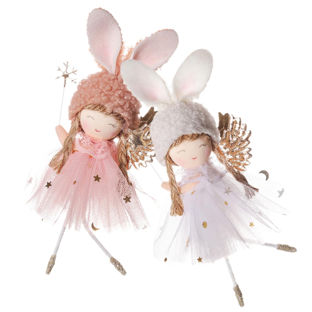 2pièces Lot de Ornements Ange Noël Suspendus Jupe Tulle Décorations Arbre Noël Incassables Ambiance Festive pour Maison Et Fêtes De Mariage