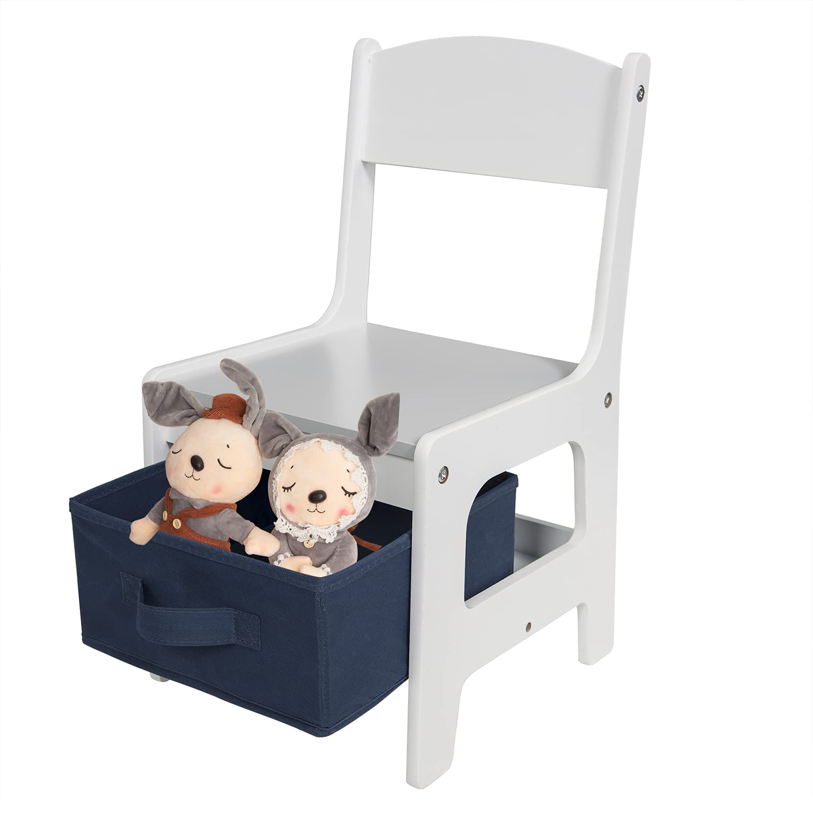 EUGAD Set di Tavolo e Sedie di Prima Infanzia Quadrato con Lavagna da Giocare 3 in 1 Mobili Scrivania Versatile per Cameretta Sala Regalo Creativo per Bimbi 2-6 Anni Colore Bianco e Grigio