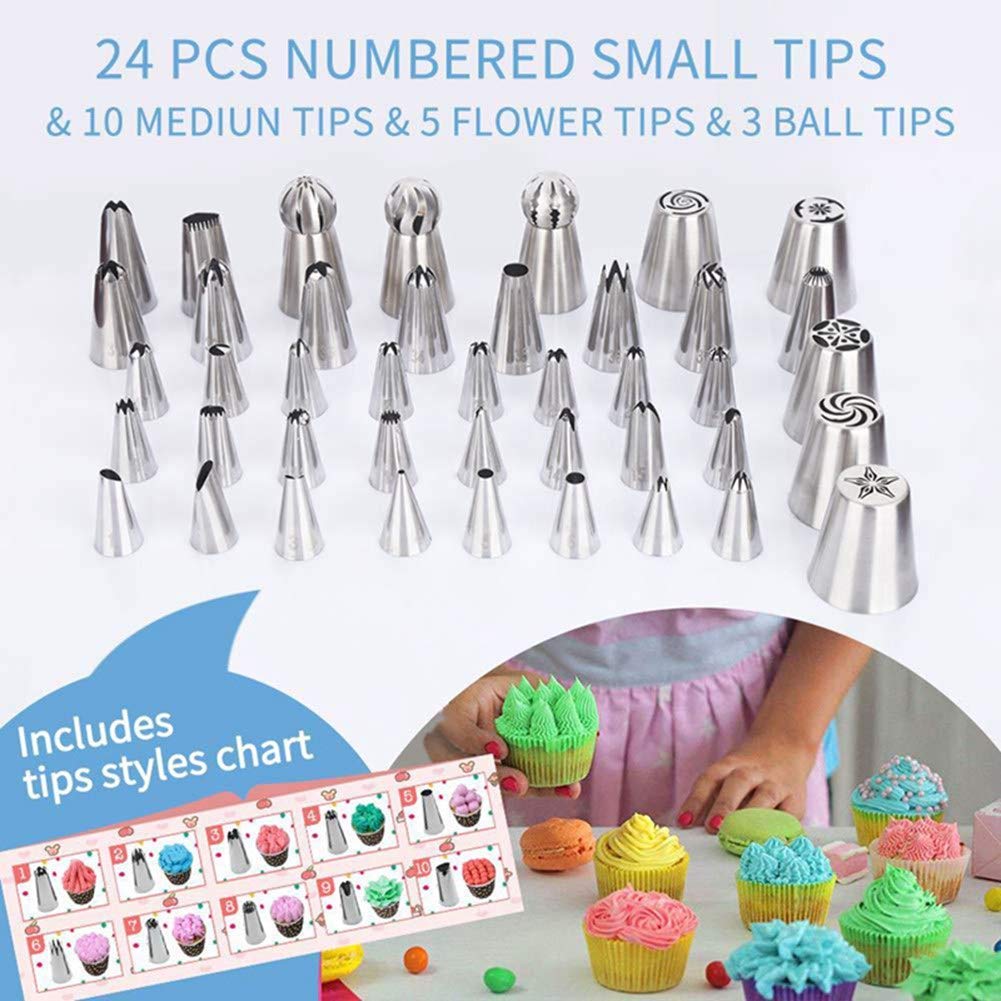 170pcs Cake Decorating Tools Kits Cupcake Fondant Baking Supplies Anti-Slip Turntable, Stainless Steel Icing Nozzles Mouth for Home