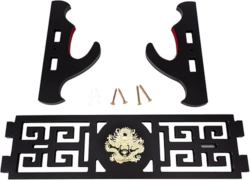 Miniatura 6 de Fclieng Soporte de exhibición Katana para armas, soporte acolchado de terciopelo para espada, soporte de pared Wakizashi Samurai Sword Rack Logo