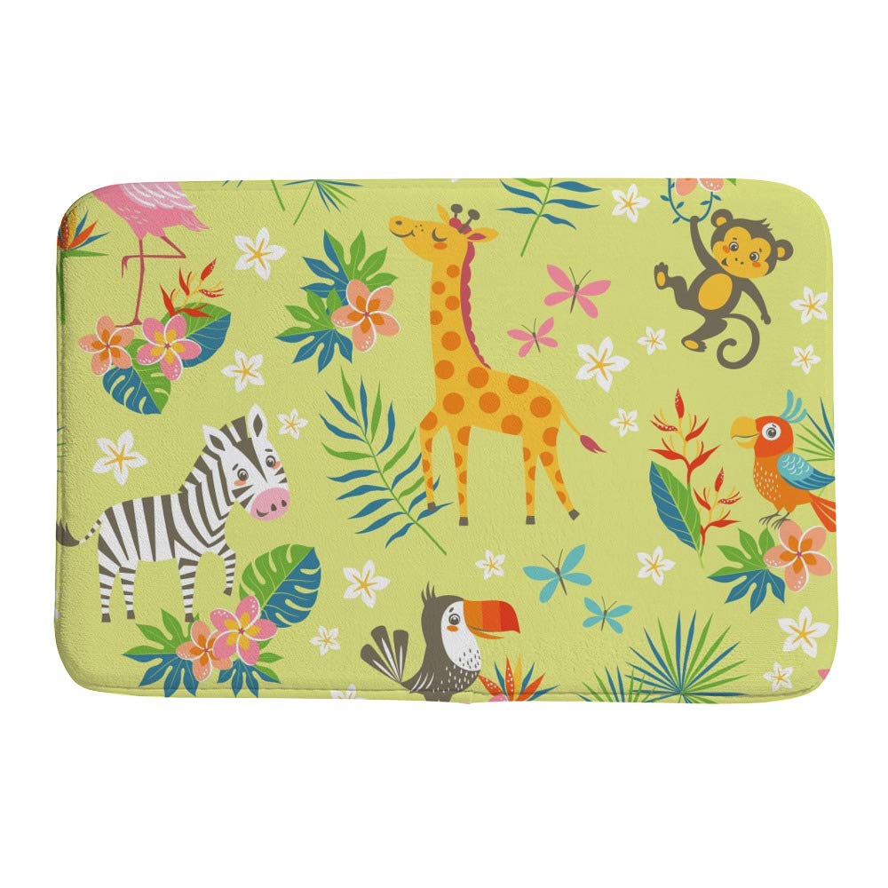 Paillasson animaux tropicaux velours corail pour entrée