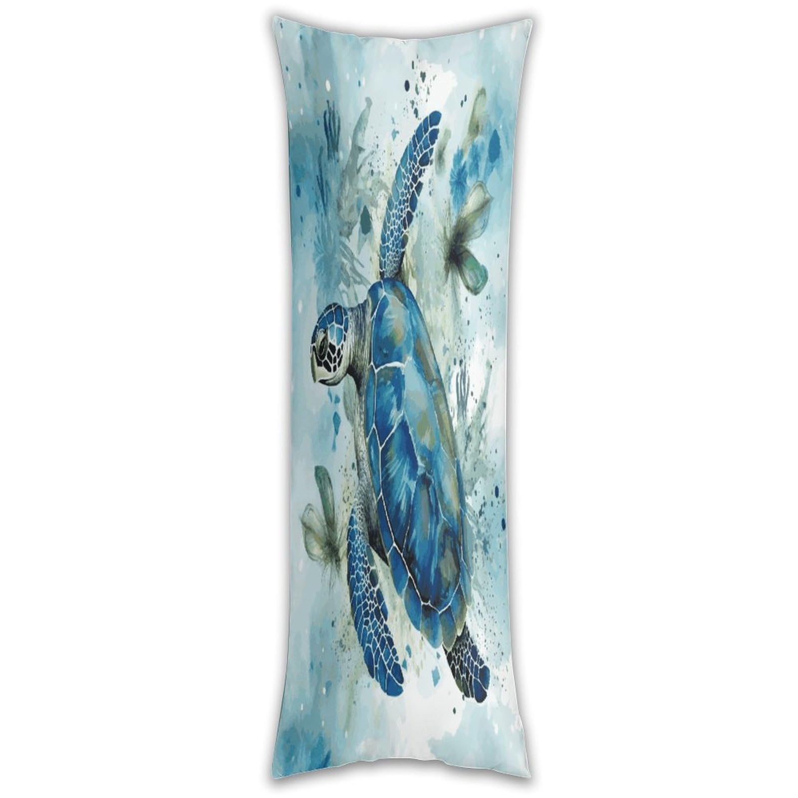 Sea Turtle-Blue Long Pillow Case with Zipper Ultra Soft Microfiber Long Pillow Cover Breathable Body Pillow Protector Soft Wrinkle Pillowcase for Bed Sofa Bedroom 53 X 19 in