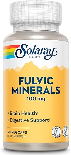 Solaray Fulvic Minerals 100 mg | Himalayan Shilajit | Digestión saludable, apoyo para la piel y el cerebro | 30 VegCaps