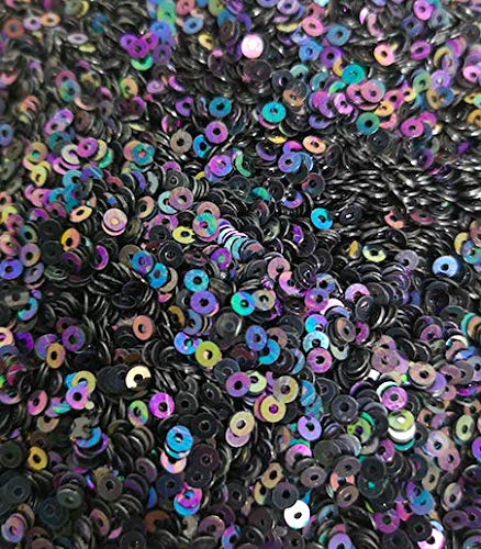 2mm Round AB Translucent Metallic Opaque Craft Sequins Assorted Colours (Black Peacock)