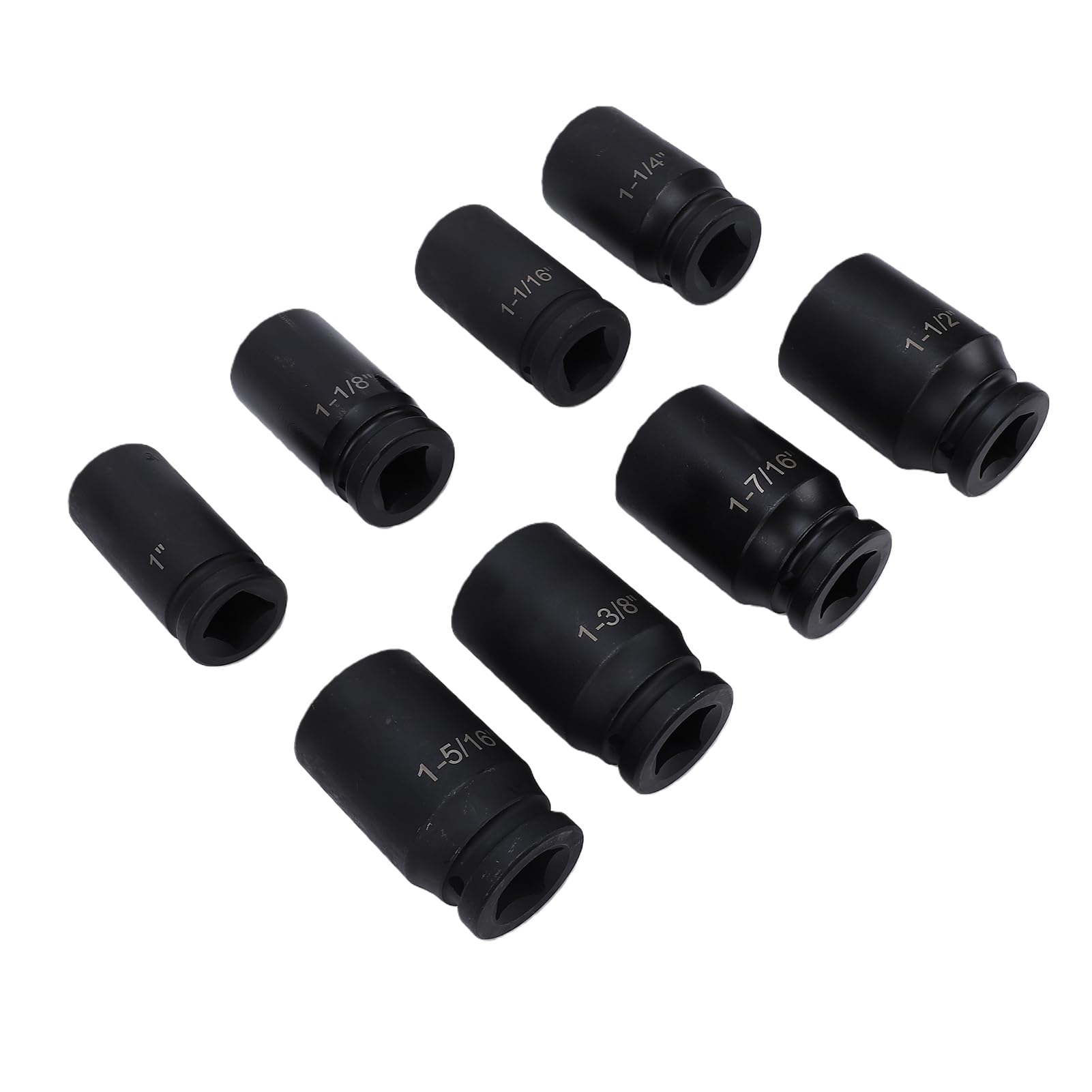 Akozon Juego 8 Vasos Impacto 3/4 Pulgadas Accionamiento Acero CrMo Profundos 6 Puntos SAE 1 a 1-1/2 Pulgadas para Autos CMB0135